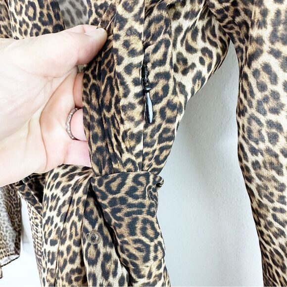 ZARA Long Sleeve Cheetah Print Dress w/Belt and Neck Tie XS‎ - Picture 11 of 14